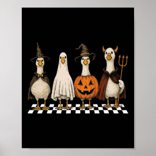 Boo Ghost Goose Vintage Halloween Goose Pumpkin Go Poster