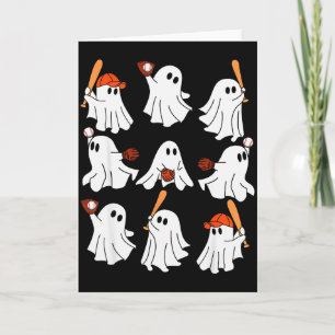 Boo Ghost Halloween Baseball Happy Halloween Baseb Card