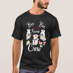 Boo Ghost Halloween Costume Boo Boo Nurse Crew Hea T-Shirt