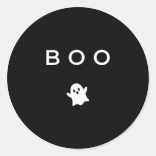 Boo Ghost Halloween Subtle Minimal Fall Funny Classic Round Sticker