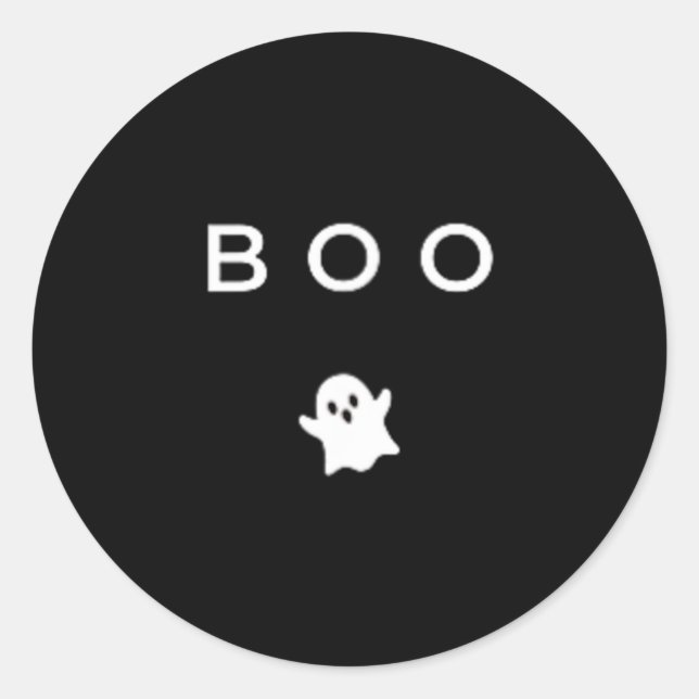 Boo Ghost Halloween Subtle Minimal Fall Funny Classic Round Sticker (Front)