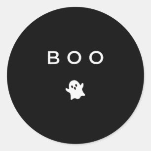 Boo Ghost Halloween Subtle Minimal Fall Funny Tric Classic Round Sticker