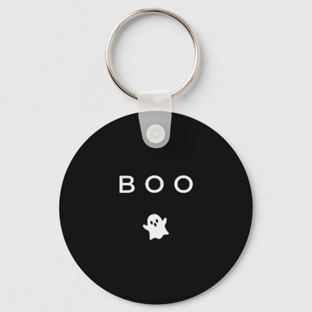 Boo Ghost Halloween Subtle Minimal Fall Funny Tric Keychain (Front)