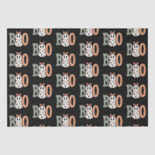 Boo Ghost Orange Green Cute Black Halloween Tissue Paper