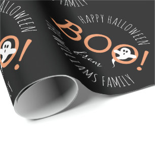 BOO! Ghost Pattern Halloween Party Personalized Wrapping Paper