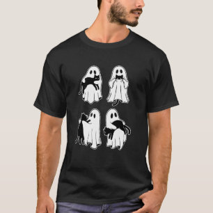 Boo Ghost Pet Black Cat Halloween Ghost Cat Lover T-Shirt