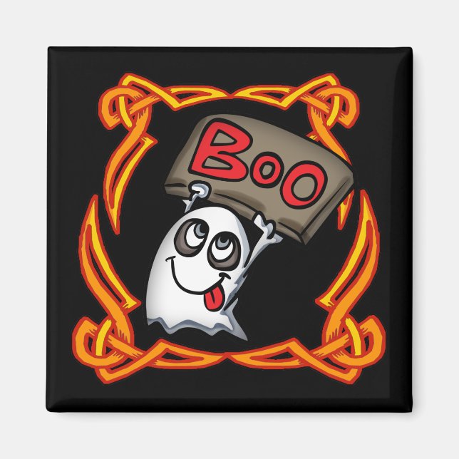 Boo Ghost Round Magnet (Front)