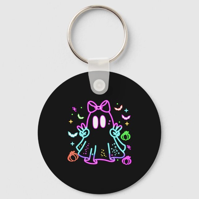 Boo Ghost Soky Season Girls Kids Glow In Halloween Keychain (Front)