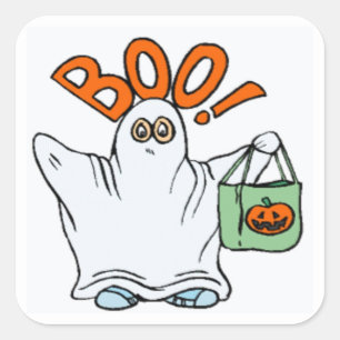BOO ! GHOST SQUARE STICKER