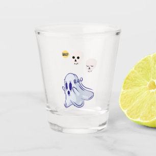 Boo Ghost UK 31 Spooky USA Skull October Halloween Shot Glass