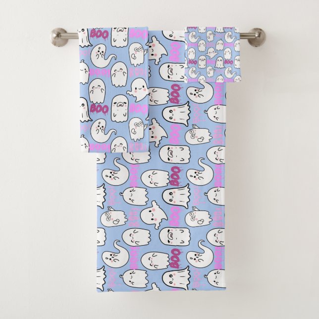 Boo, ghostly feel.b L Blue BG Bath Towel Set (Insitu)
