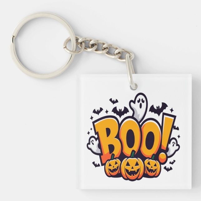 Boo ghosts halloween  keychain (Front)