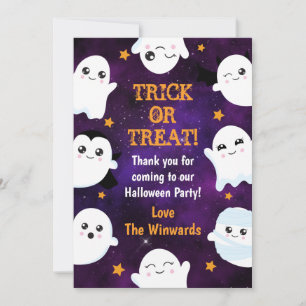Boo Ghosts Halloween Party Thank You Card