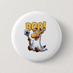 Boo Giraffe Halloween Ghost Giraffe _1 2 Inch Round Button