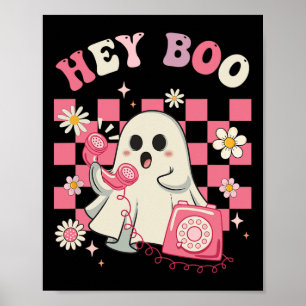 Boo Groovy Cute Ghost Funny Halloween Womens Kids  Poster