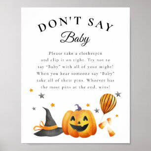 Boo Halloween Baby Shower Don't Say Baby Game Poster