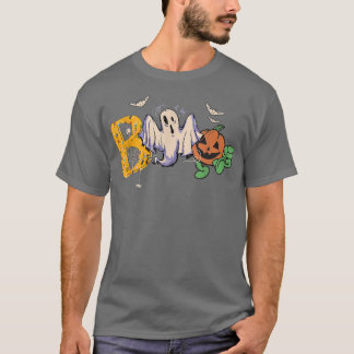 Boo Halloween Bat Pumpkin Ghost And Spiders 57 T-Shirt