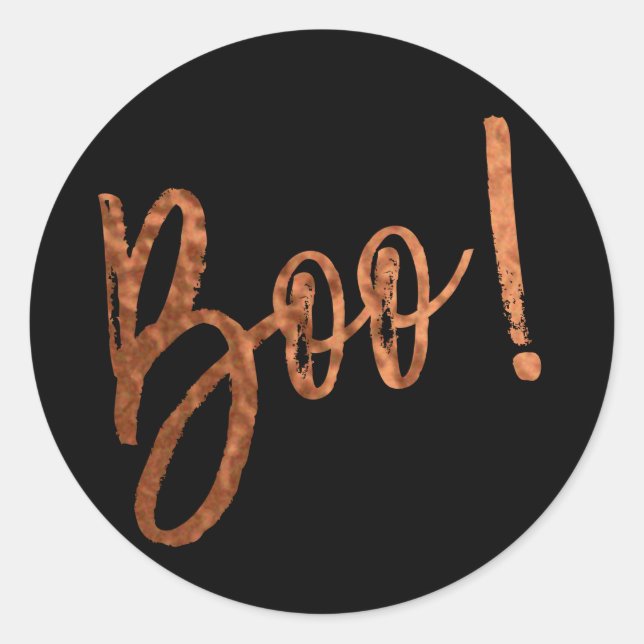 Boo! Halloween Black and Orange Halloween Sticker (Front)
