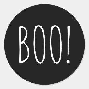 Boo Halloween   Black Typography for Spooky Party Classic Round Sticker