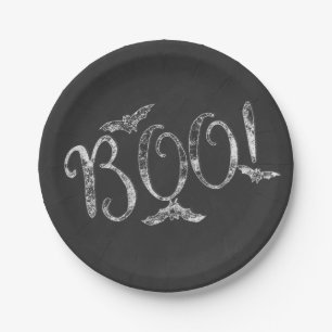 BOO! Halloween Chalkboard Chalk Holiday Party Paper Plate