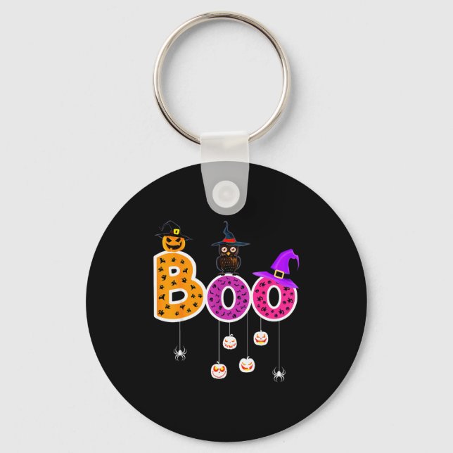 Boo Halloween Costume Sders Ghosts Pumkin &amp; Wi Keychain (Front)