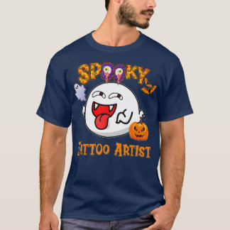 Boo Halloween Costume Spooky Tattoo Artist  T-Shirt