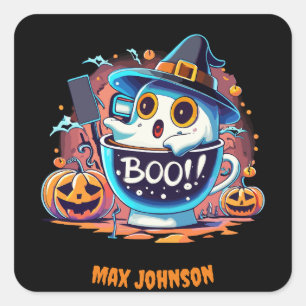 Boo! Halloween - Creepin' It Real Orange Black Square Sticker