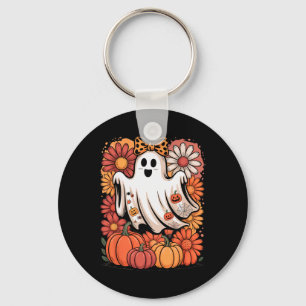 Boo Halloween Cute Ghost Girly Coquette Bow Autumn Keychain