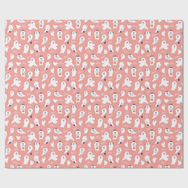 Boo Halloween Cute Ghost Wrapping Paper (Flat)