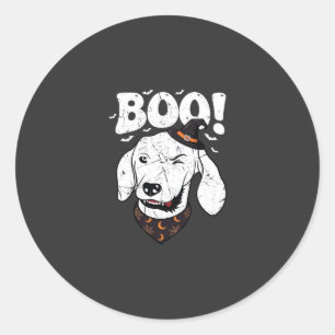 Boo Halloween Dog Witch Hat Bats Classic Round Sticker