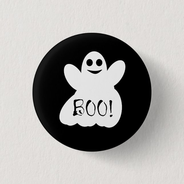 Boo! Halloween Ghost Button Badge (Front)