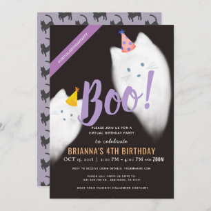 Boo! Halloween Ghost Cat Virtual Birthday Invitation