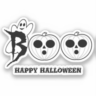 BOO! Halloween Ghost Custom-Cut Vinyl Sticker