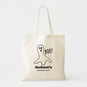 "Boo!" Halloween Ghost Custom Name Treat Tote Bag