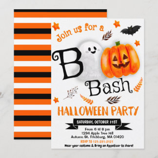 Boo! Halloween Ghost Cute Spooktacular Pumpkin Invitation