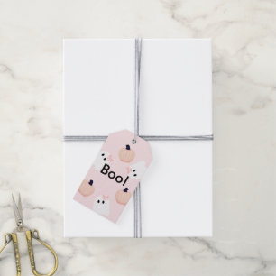Boo Halloween Ghost Girl Pumpkin Pink Gift Tags
