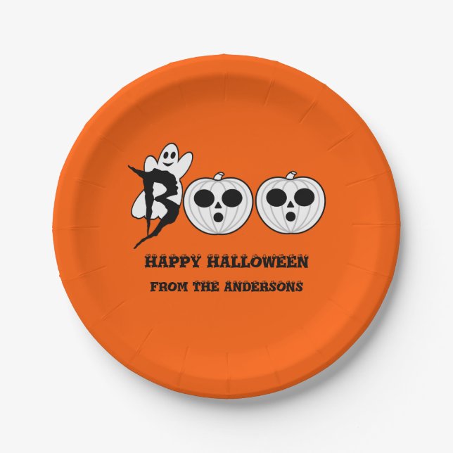 BOO! Halloween Ghost Paper Plate (Front)