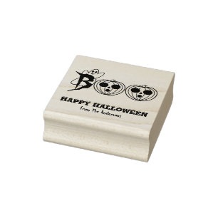 BOO! Halloween Ghost Pumpkins Rubber Stamp