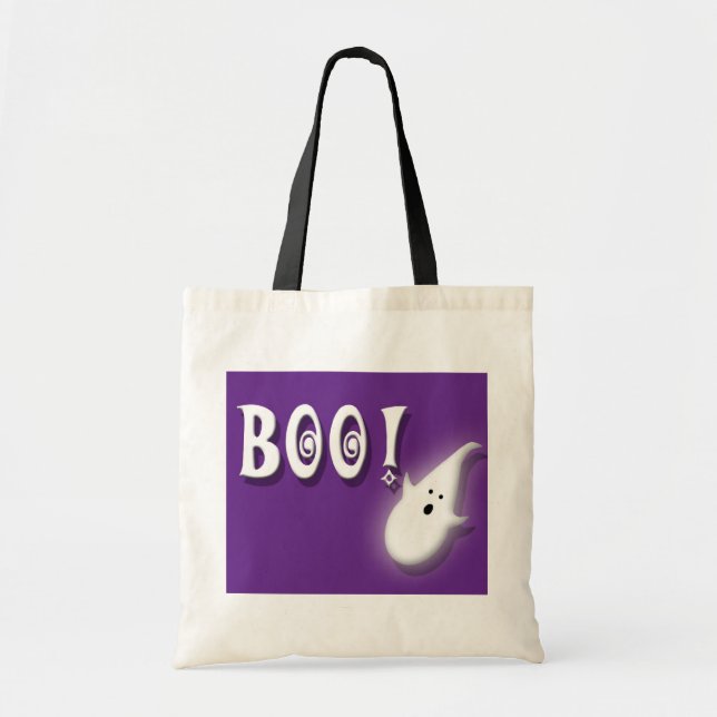 Boo! Halloween ghost purple Tote Bag (Front)