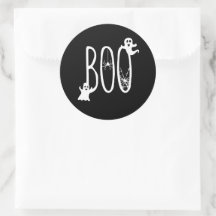 BOO Halloween Ghost Spooky Themed & Spider Black