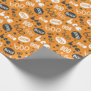 Boo Halloween Handlettering on orange Wrapping Paper