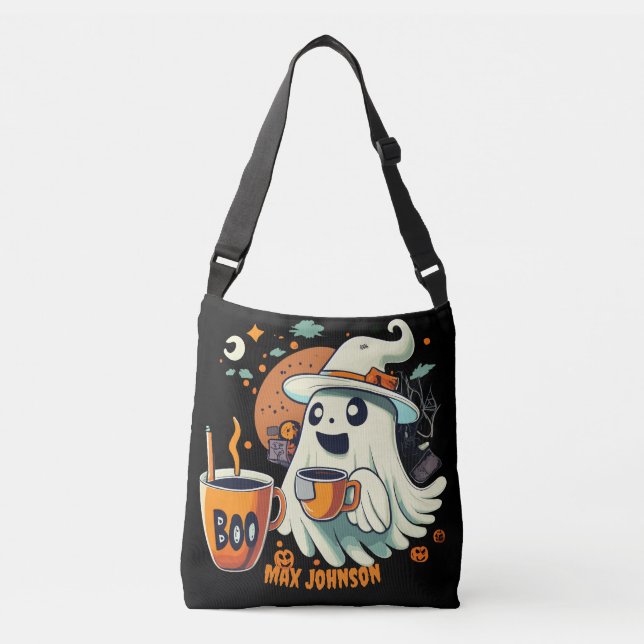 Boo! Halloween - Haunted Happenings Orange Black Crossbody Bag (Front)