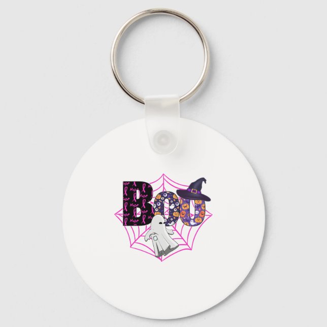 Boo Halloween October Pink Keychain (Front)