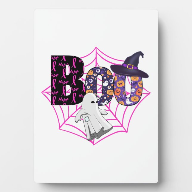 Boo Halloween October Pink Plaque (Front)