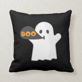 Boo Halloween orange and white Throw Pillow