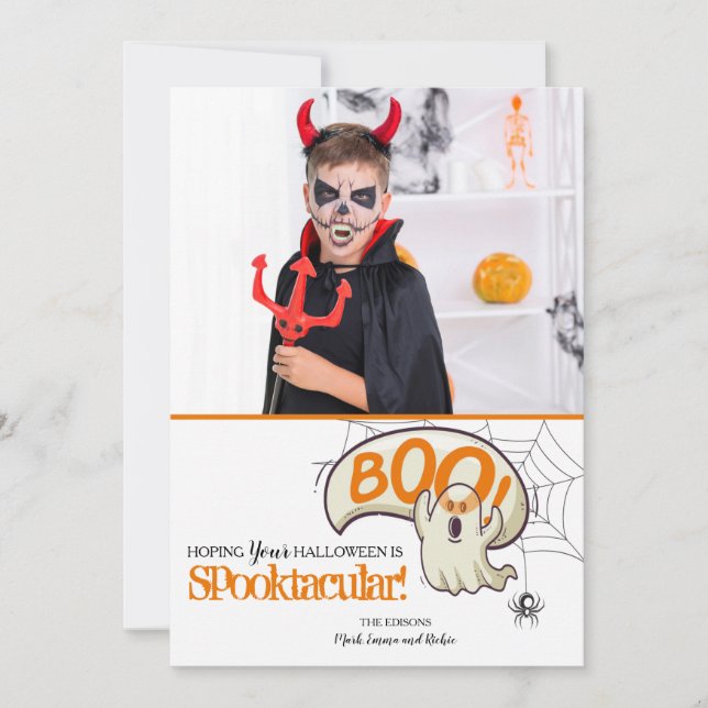 Boo Halloween Photo Card (Front)