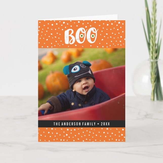 Boo Halloween Photo Greeting Card (Front)