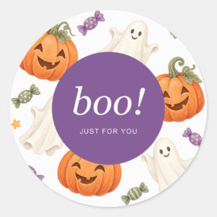Boo Halloween Pumpkin Classic Round Sticker