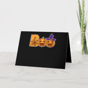 Boo Halloween Pumpkin Faces Spider Card