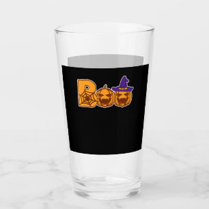 Boo Halloween Pumpkin Faces Spider Glass